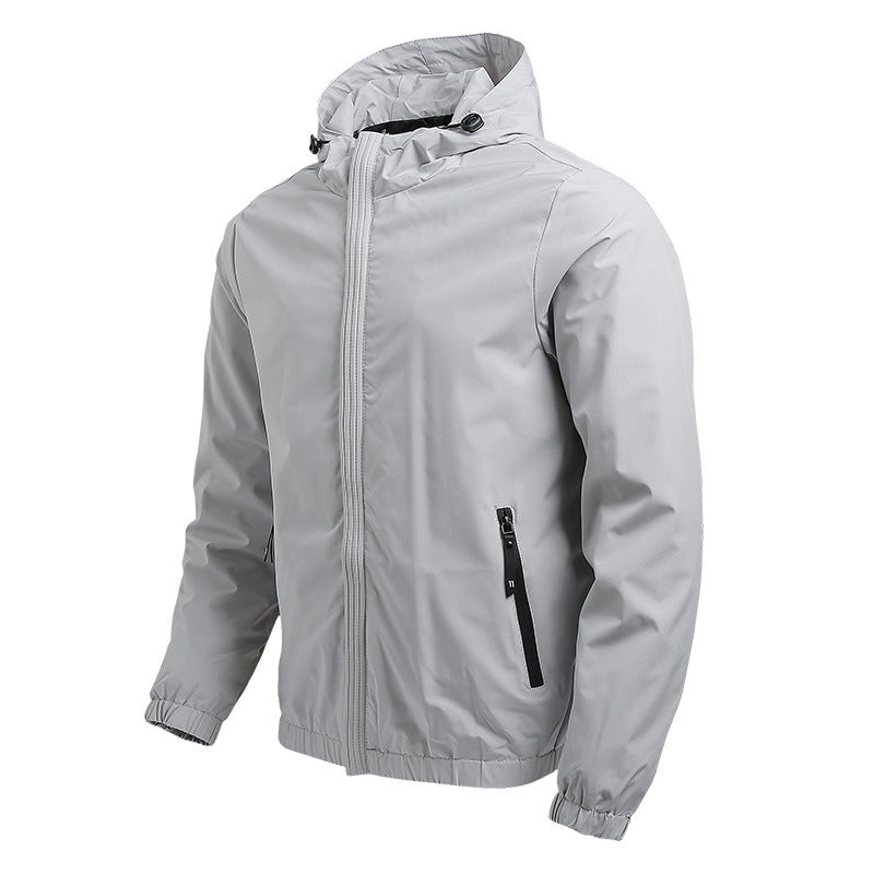 Front view: Men's Napoli Drift all-weather protective jacket. Windproof, waterproof rain jacket for modern men.