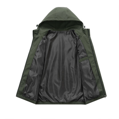 Close-up: Durable fabric of Men's Napoli Drift all-weather jacket. Waterproof, windproof protective outerwear.