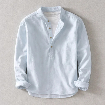 Tailored fit men's Henley shirt, comfortable & stylish. Premium long sleeve casual top for everyday wear.