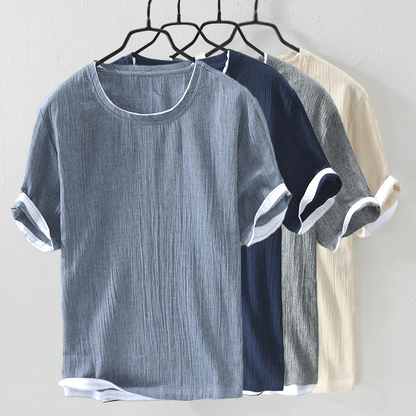 Menswear casual button-down shirt, versatile and effortless for warm spring and summer days.