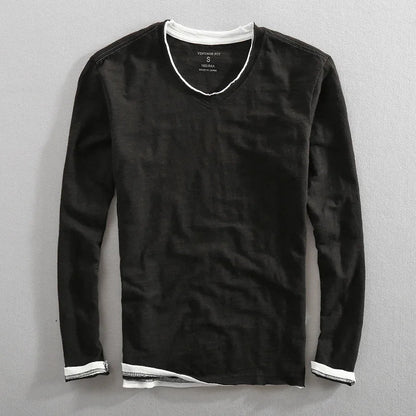 Comfortable men's Nightfall V-Neck shirt with short sleeves, perfect for casual and stylish everyday fashion.