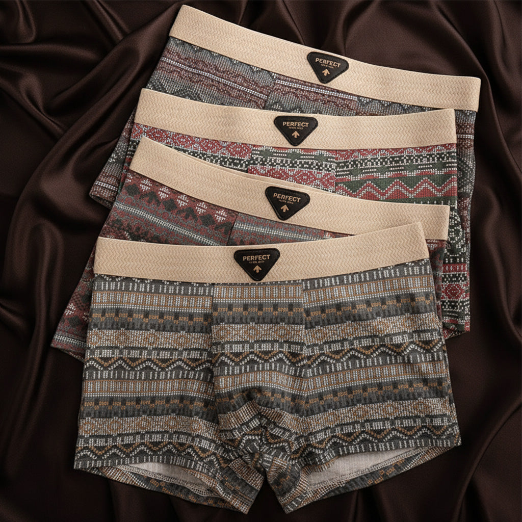 For everyday wear: men's organic cotton briefs, breathable, soft, and comfortable with a Nordic fairisle design.