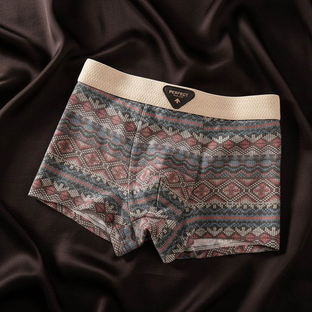 Stylish men's Nordic fairisle organic cotton briefs, offering ultimate comfort and breathability.