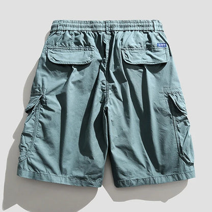 Rugged yet comfortable men's cargo shorts, deep pockets for utility, casual & outdoor summer wear.
