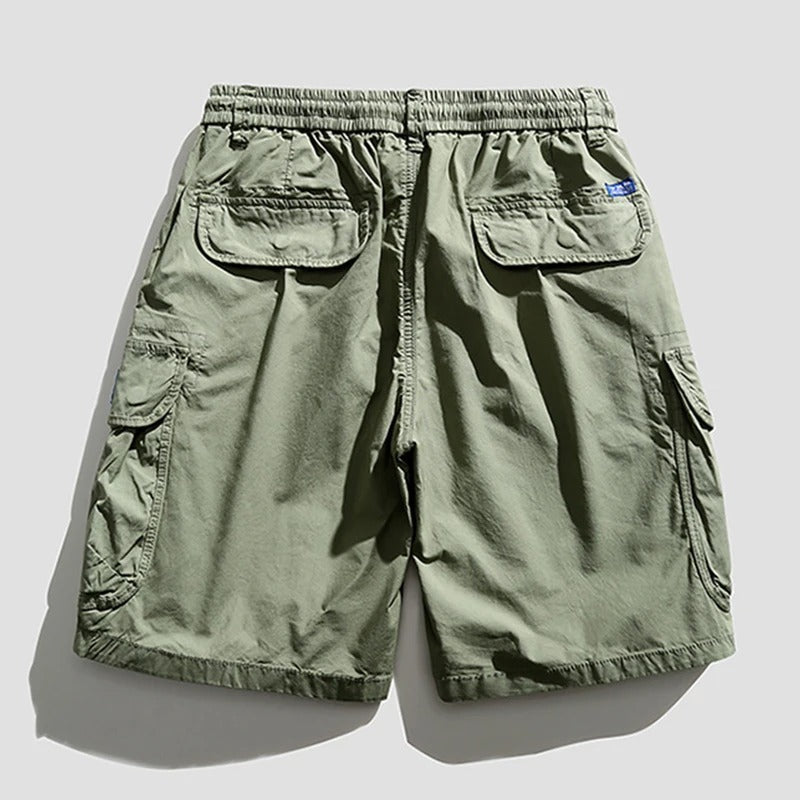 Versatile men's utility shorts with multiple deep pockets, perfect for summer casual outings & adventure.