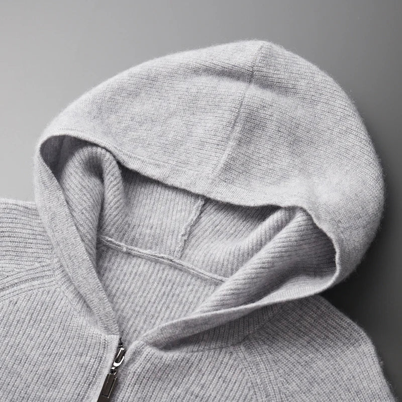 Navy blue men's Nova full-zip hoodie, a warm & stylish essential for autumn & winter fashion.