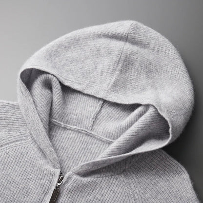 Navy blue men's Nova full-zip hoodie, a warm & stylish essential for autumn & winter fashion.