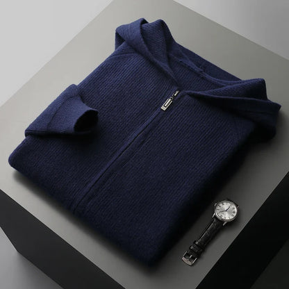 Cozy men's full-zip hoodie, ultimate comfort & modern style, perfect for casual layering.