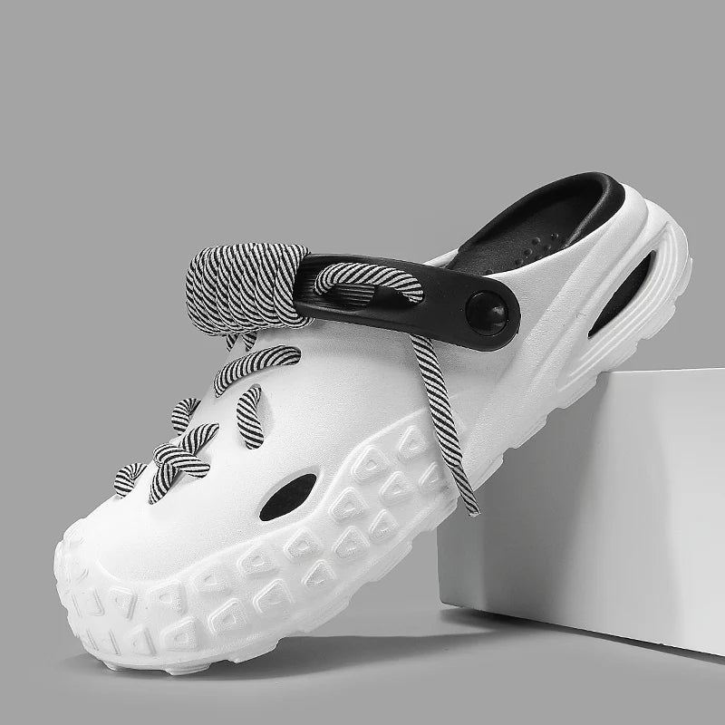 Casual men's Odyssey Laced Clogs, lightweight design for personalized comfort.