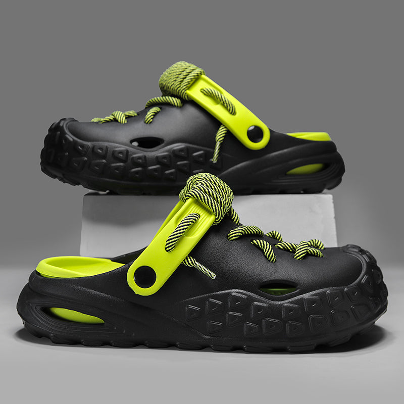 Men's casual slides: Odyssey Laced Clogs, lightweight, water-friendly & comfortable.