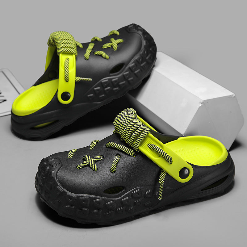 Breathable men's footwear, Odyssey Laced Clogs, with adjustable laces for ease.