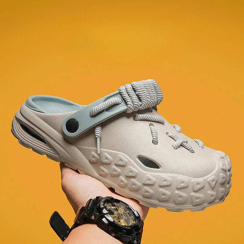 Adjustable men's lace-up clogs, Odyssey style, offering breathable comfort.