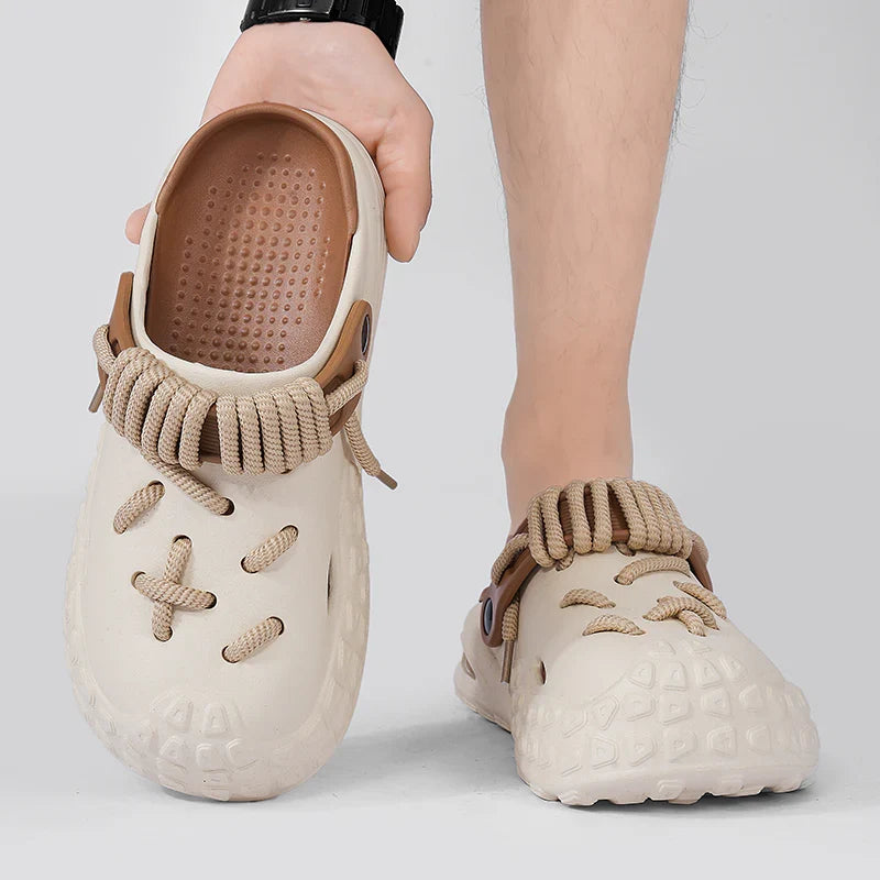 Personalized comfort in Men's Odyssey Laced Clogs, a lightweight footwear choice.