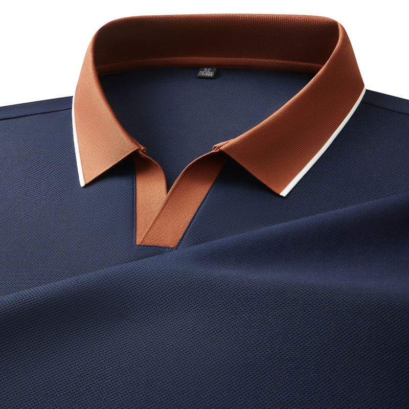 Army green stretch-knit polo shirt for men. Comfortable collared top, perfect for casual style or office wear.