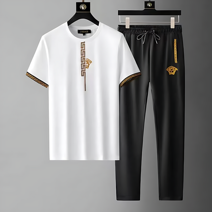 Athletic men's Olympia tracksuit, perfect for sportswear & modern streetwear fashion. Versatile men's casual outfit.