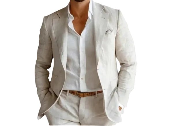 Lightweight men's open chest blazer, perfect for summer. Relaxed fit for comfortable, elegant warm weather attire.