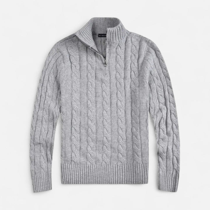 Men's open-front cardigan sweater with subtle stitch detail for versatile, all-season layering.