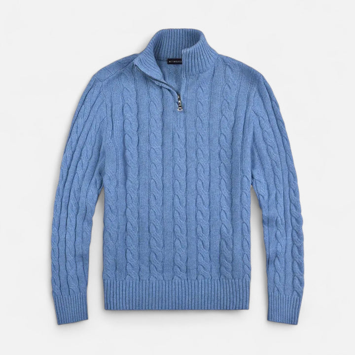 Versatile men's open-front sweater, an essential layering cardigan with elegant stitch detail.