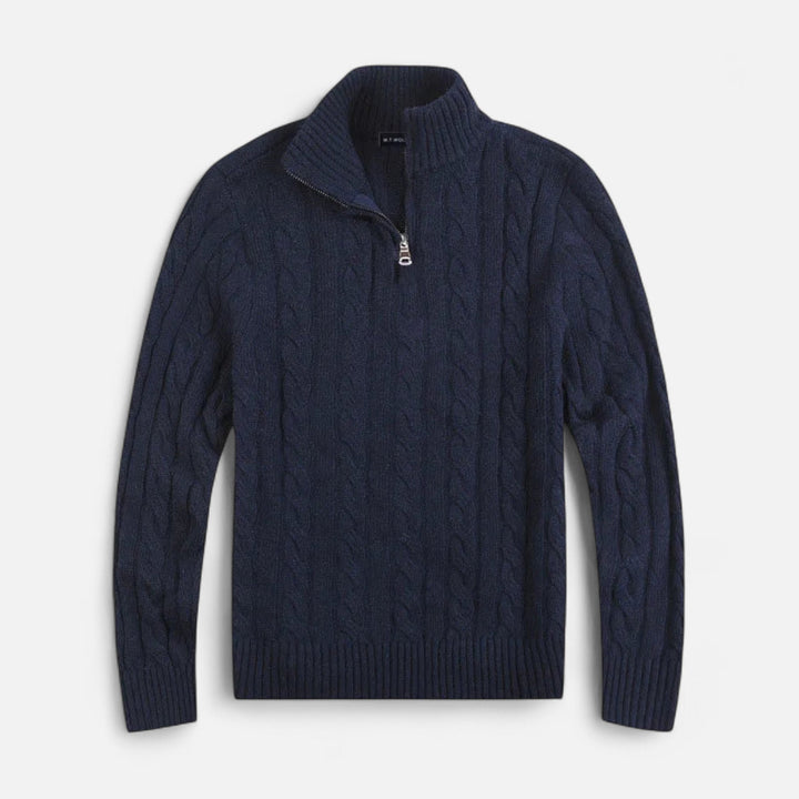 Comfortable men's fashion cardigan, open-front design with a subtle, sophisticated stitch detail.