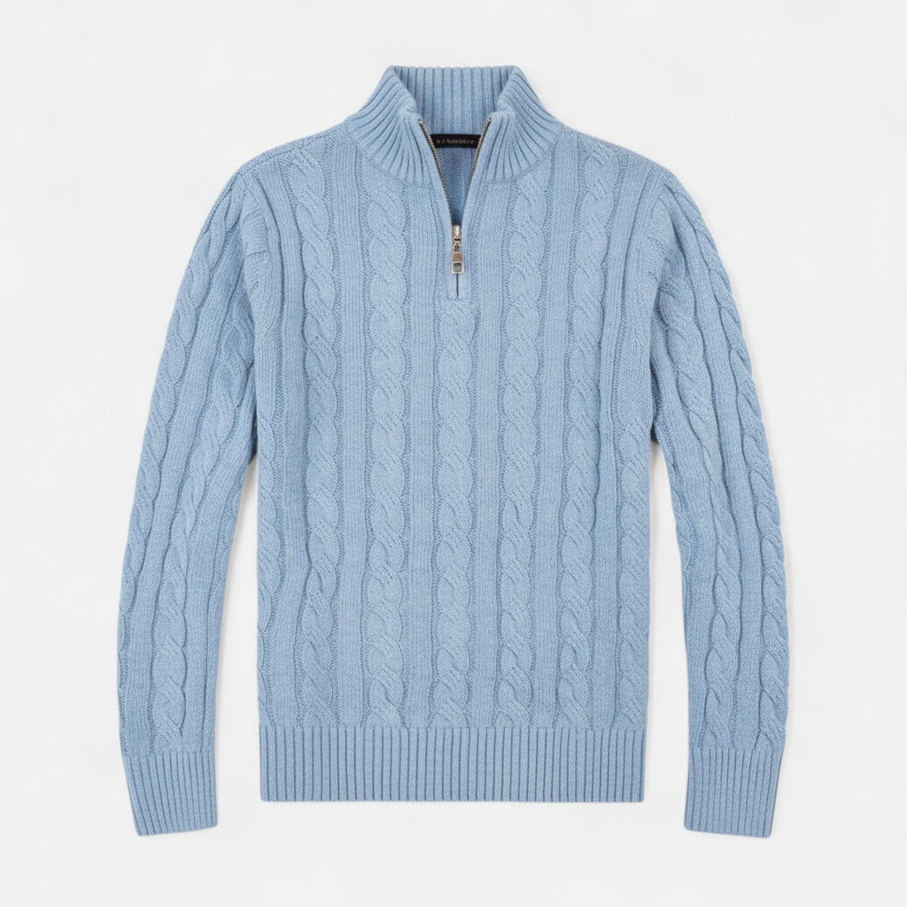 Modern men's open-front sweater, an all-season cardigan with a subtle, tasteful stitch detail.