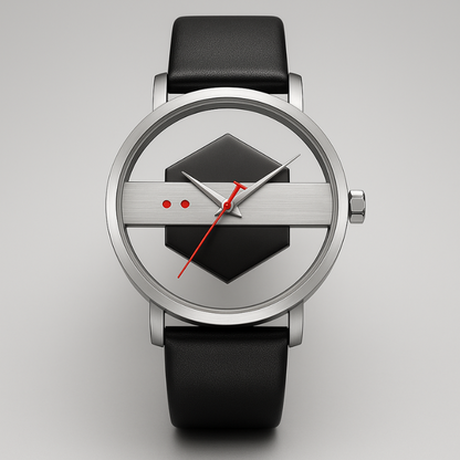 Men's Orbit Dial Watch with open-core design, modern timepiece & black silicone strap, a unique men's accessory.