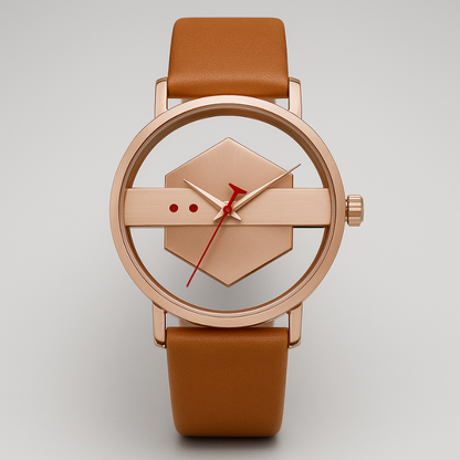Men's Orbit Dial Watch with a clear view of the open-core design and polished steel bezel.