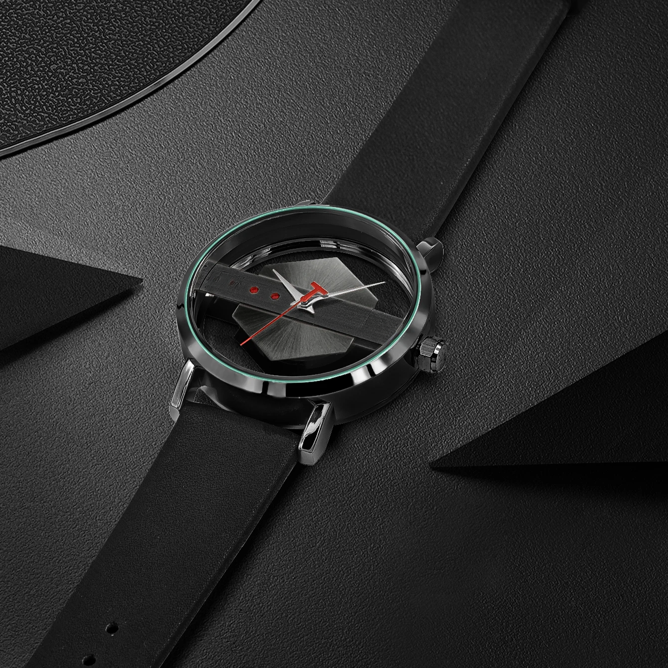 Men's Orbit Dial Watch featuring a durable, comfortable black silicone strap for a modern look.