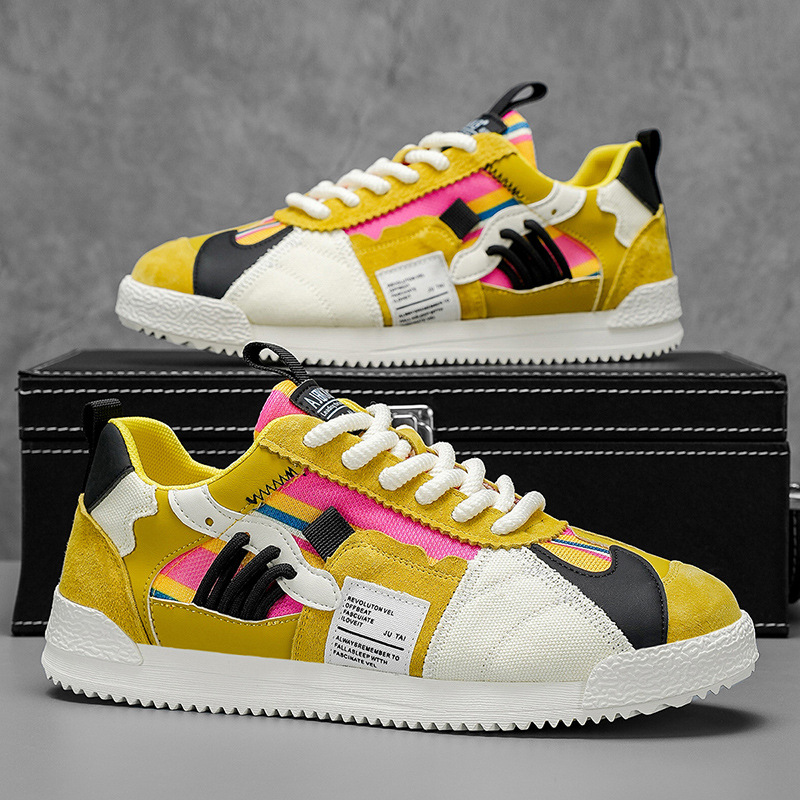 Stylish Men's Orbital retro shoes, Y2K multi-tone lace-up athletic sneakers.