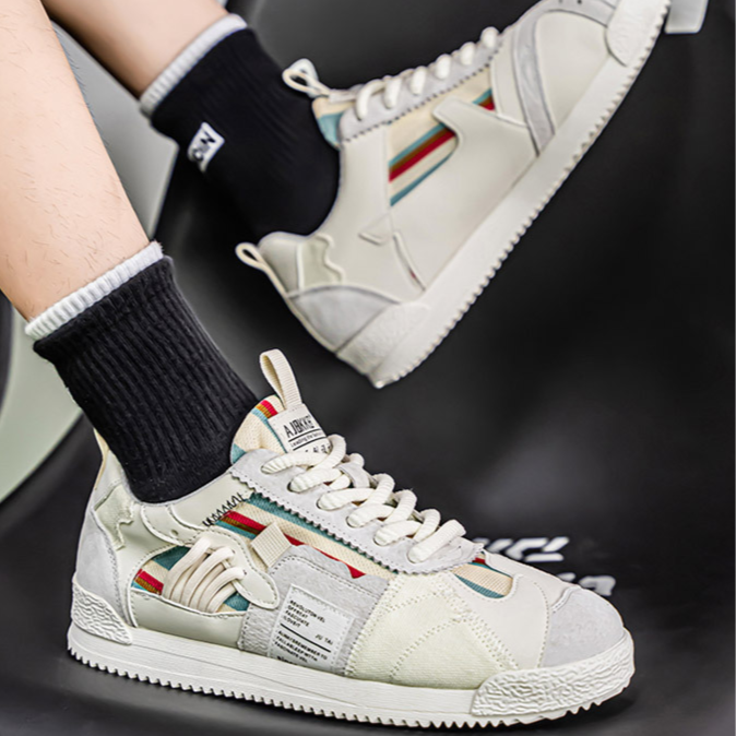 Men's Orbital Y2K multi-tone lace-up shoes, retro athletic & casual skate style.