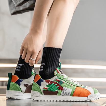 Comfortable Men's Orbital retro shoes, Y2K aesthetic, multi-tone lace-up design.