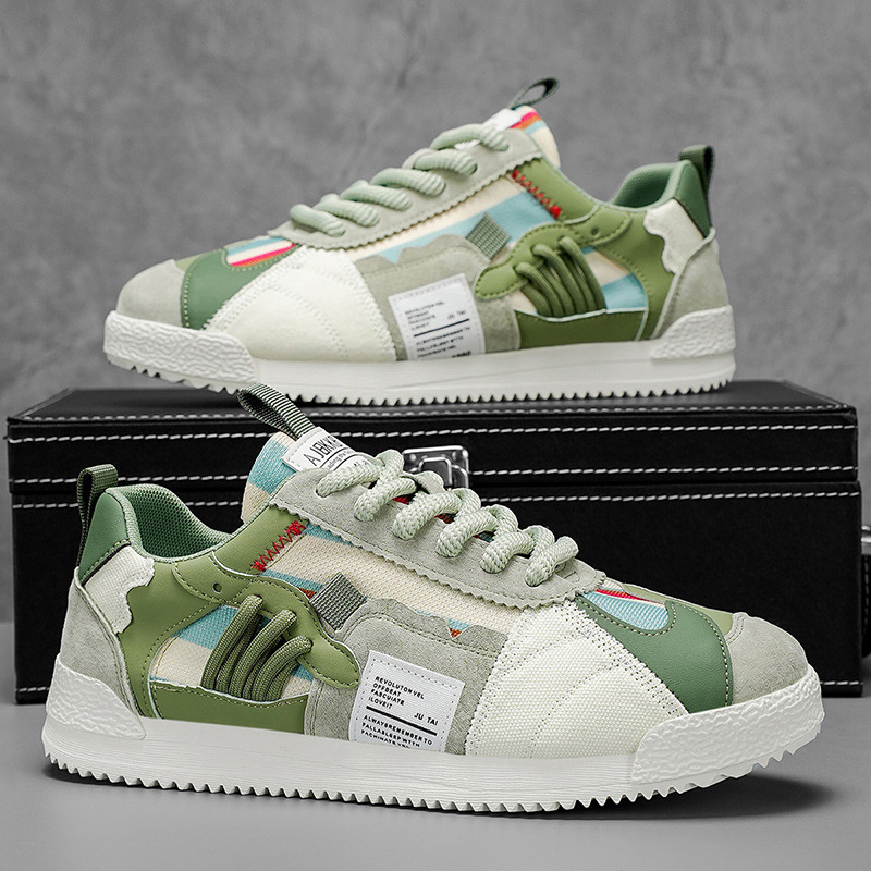 Lace-up Men's Orbital retro sneakers, Y2K multi-tone design for streetwear.