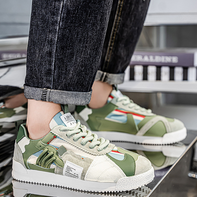 Men's Orbital Y2K casual sneakers, retro multi-tone design, street style ready.