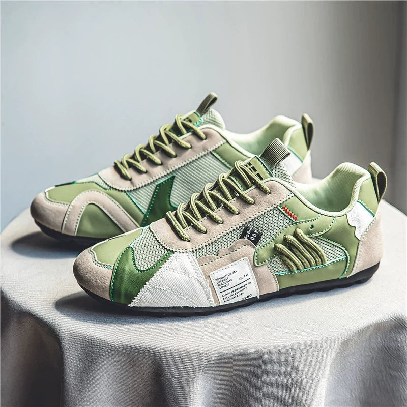 Adventure-ready green utility sneakers for men, combining comfort & robust style elements.