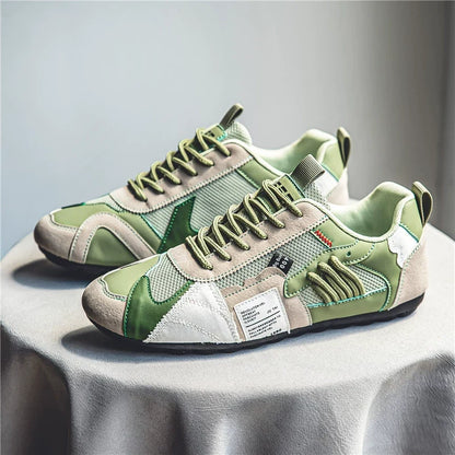 Adventure-ready green utility sneakers for men, combining comfort & robust style elements.