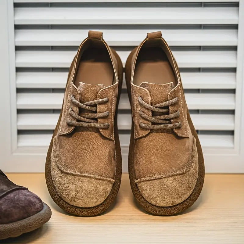 Men's Ortho-Comfort brown leather casual loafers for all-day support & style.
