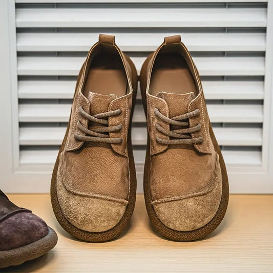 Men's Ortho-Comfort brown leather casual loafers for all-day support & style.