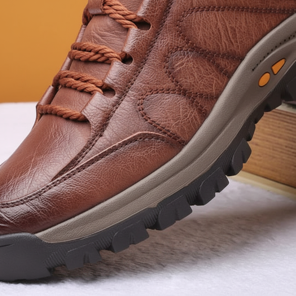 Durable men's slip-resistant leather lace-up shoes with orthopedic support, perfect for long walks & office wear.