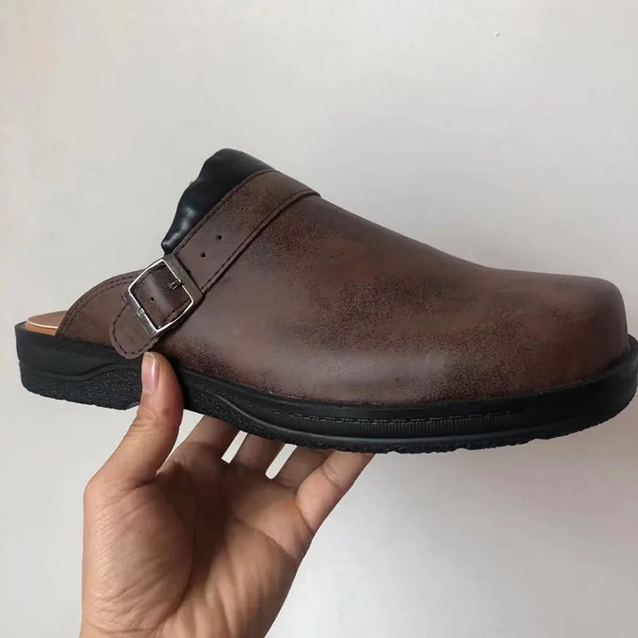 Wilbur men's comfort sandals, closed-toe orthopedic design for arch support and foot pain relief.