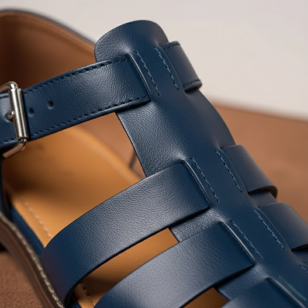 Stylish men's gladiator sandals with a closed heel and adjustable straps, providing orthopedic comfort for summer.