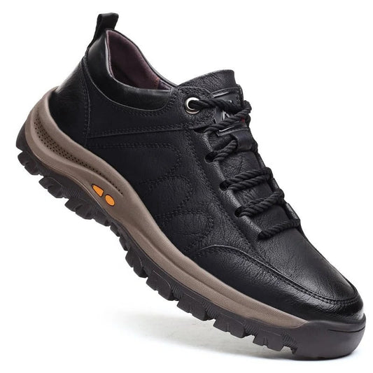 Men's orthopedic leather comfort walking shoes for foot & back pain relief.