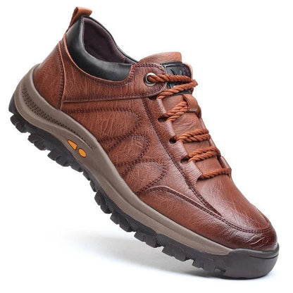 Durable men's orthopedic leather shoes, superior comfort & pain relief for walking.