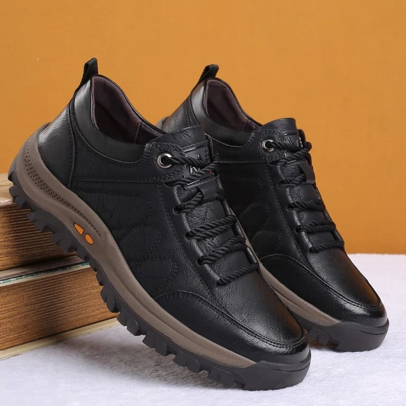 Men's waterproof orthopedic walking shoes, non-slip sole for active comfort & foot/back pain.