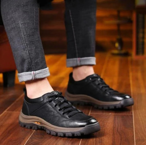 Everyday men's orthopedic comfort walking shoes in leather, perfect for foot and back pain relief.