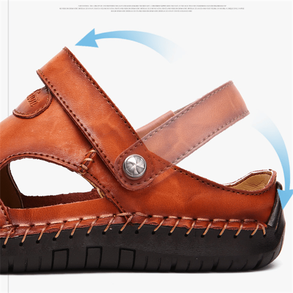 Comfortable men's sandals with arch support, providing foot pain relief for walking & casual wear.