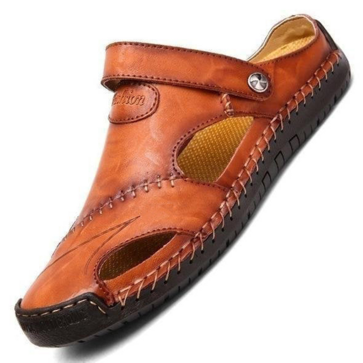 Orthopedic men's sandals with advanced arch support, designed for foot pain relief & stability.