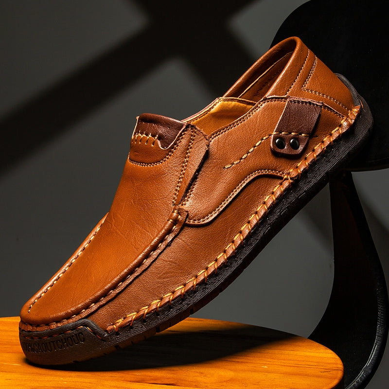Men's waterproof orthopedic leather loafers. Slip-on comfort shoes with memory foam for casual or dress fashion.