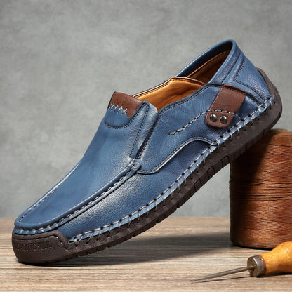 Easy slip-on men's leather loafers with orthopedic support. Waterproof & memory foam for ultimate comfort.