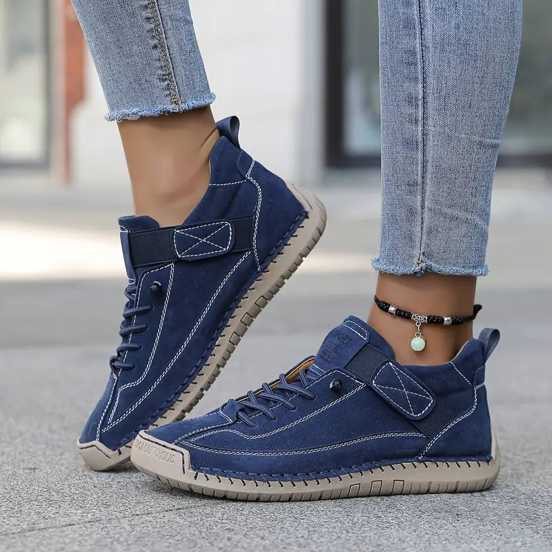 Durable men's walking sneakers, orthopedic design provides arch support & pain relief for daily strolls.