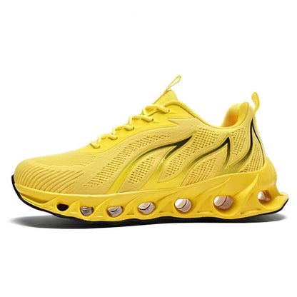 A man walking in comfortable men's orthopedic running shoes, perfect for daily wear and active lifestyles.