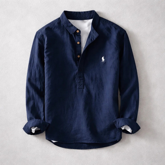 Men's Osaka Henley shirt, a comfortable & stylish long-sleeve top for casual wear. Tailored fit for everyday fashion.